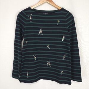 Talbots Women's Embroidered Bateau Neck Tee Cocktail